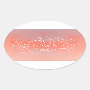 Adesivo Oval Casamento Moderno Elegante das Aquarelas Blush
