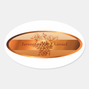 Adesivo Oval Casamento outono de Rótulos de Vinho Personalizado