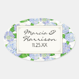 Adesivo Oval Casamentos Formais Elegantes Formais Azul Hydrange