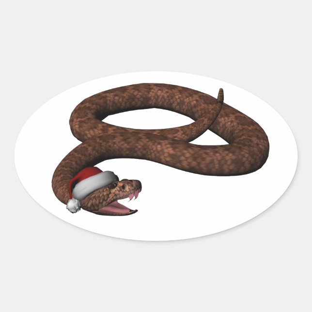 Adesivo Oval Cascavel com Santa Hat (Frente)