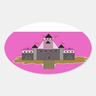 Adesivo Oval Castelo da Princesa Rosa
