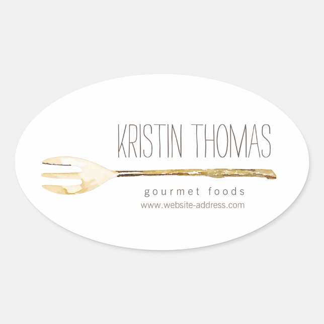 Adesivo Oval Catering do Forno das Aquarelas, Chef, Comidas (Frente)