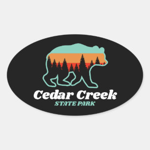 Adesivo Oval Cedar Creek State Park West Virginia Bear Retro