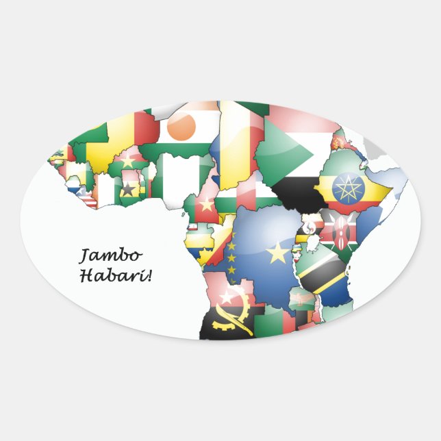 Adesivo Oval Celebração de África em Flags Design (Frente)