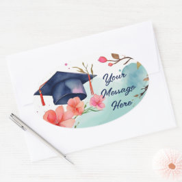 Adesivo Oval Celebração de Graduação por Aquarela