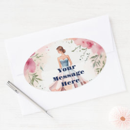 Adesivo Oval Celebração de Quinceanera de Aquarela