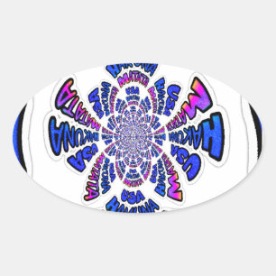 Adesivo Oval Celebração dos EUA: Arte Dinâmica de Texto Encanta