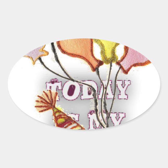 Adesivo Oval Celebrar com a nossa alegria saudação de aniversár (Frente)