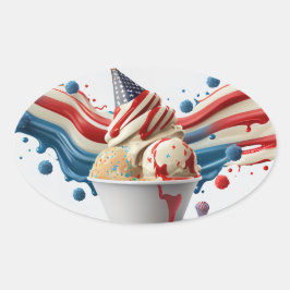 Adesivo Oval Celebrar com Azul Branco Vermelho