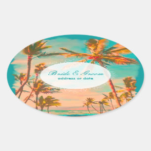 Adesivo Oval Cena de praia do PixDezines