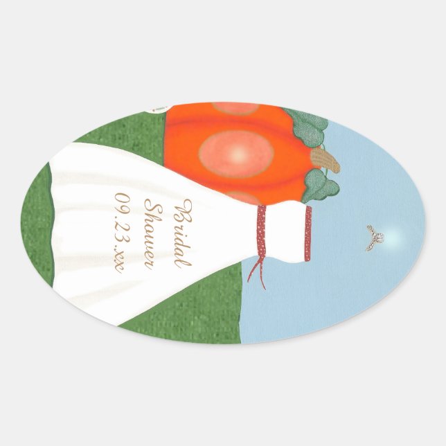 Adesivo Oval Chá de panela da Princesa bonito (Frente)