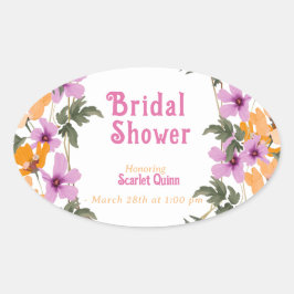 Adesivo Oval Chá de panela de flor silvestre rosa-claro-rosado