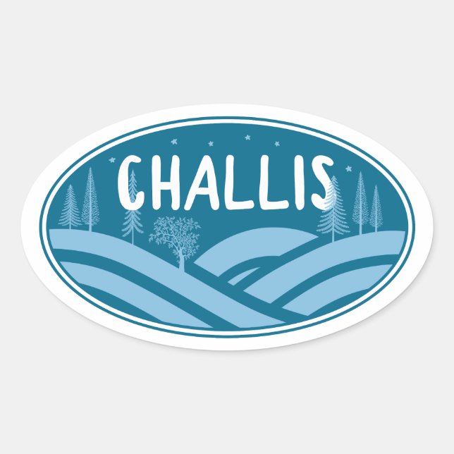 Adesivo Oval Challis Idaho ao Ar Livre (Frente)