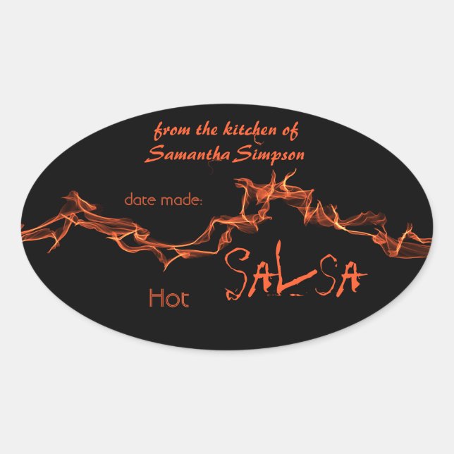 Adesivo Oval Chamas - Canning Personalizada (Frente)