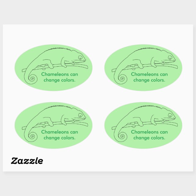 Adesivo Oval Chameleons can change colors, custom stickers (Folha)