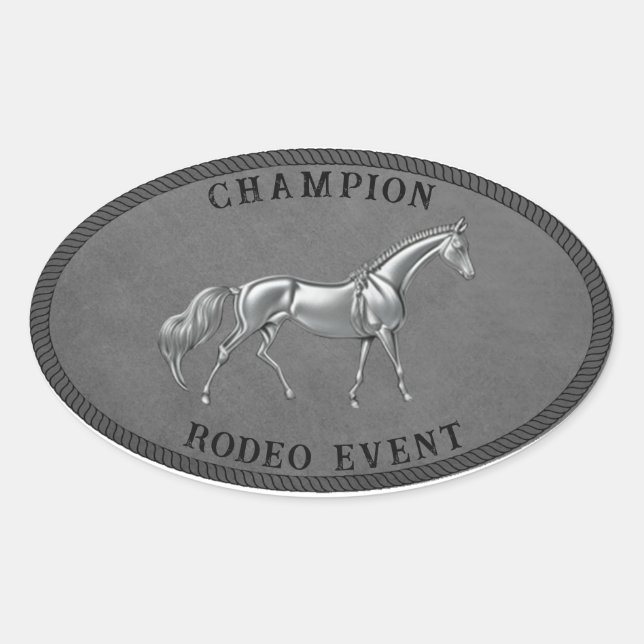 Adesivo Oval Champion Rodeo Events Country Western Buckle (Frente)