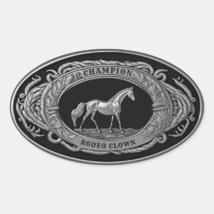 Adesivo Oval Champion Rodeo Palhaço Evento Desportivo Western B