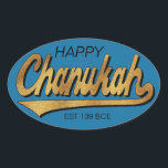 Adesivo Oval Chanukah/Hanukkah Retro Stickers OVAL<br><div class="desc">Chanukah/Hanukkah Retro Stickers OVAL. "Retro Happy Chanukah EST 139 BCE" Eu escrevo, Chanukah é um dos meus feriados favoritos. Divirta-se usando esses adesivos como topos de bolo, etiquetas de presentes, fechos de malas de favor ou qualquer que seja a sua festa! Personalize apagando, "Happy" e "Est 139 BCE" e substituindo...</div>