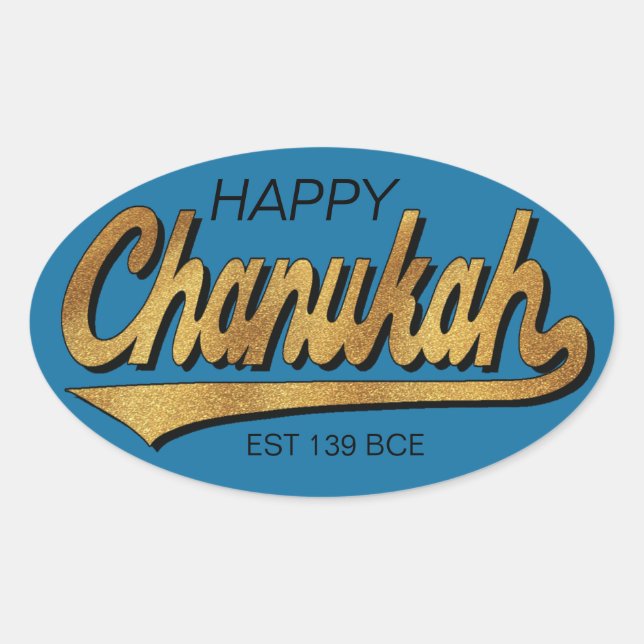Adesivo Oval Chanukah/Hanukkah Retro Stickers OVAL (Frente)
