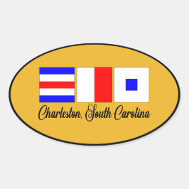 Adesivo Oval Charleston South Carolina Maritime Signal Flag