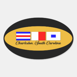 Adesivo Oval Charleston South Carolina Maritime Signal Flag