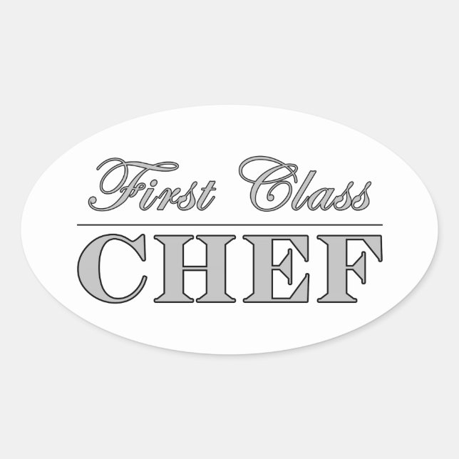 Adesivo Oval Chefs na moda Divertidos : Chef de Primeira Classe (Frente)