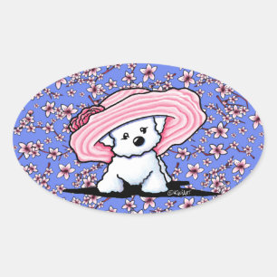 Adesivo Oval Cherry Blossoms Bichon