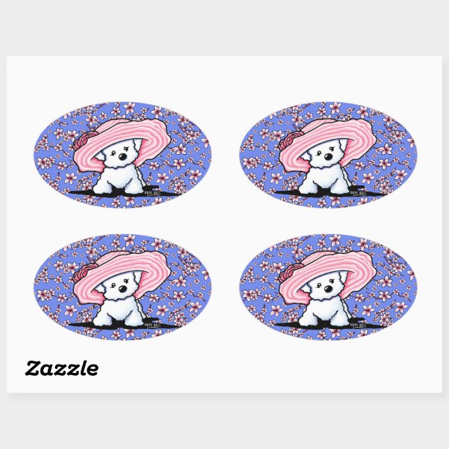 Adesivo Oval Cherry Blossoms Bichon (Folha)