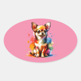 Adesivo Oval Chihuahua Dog