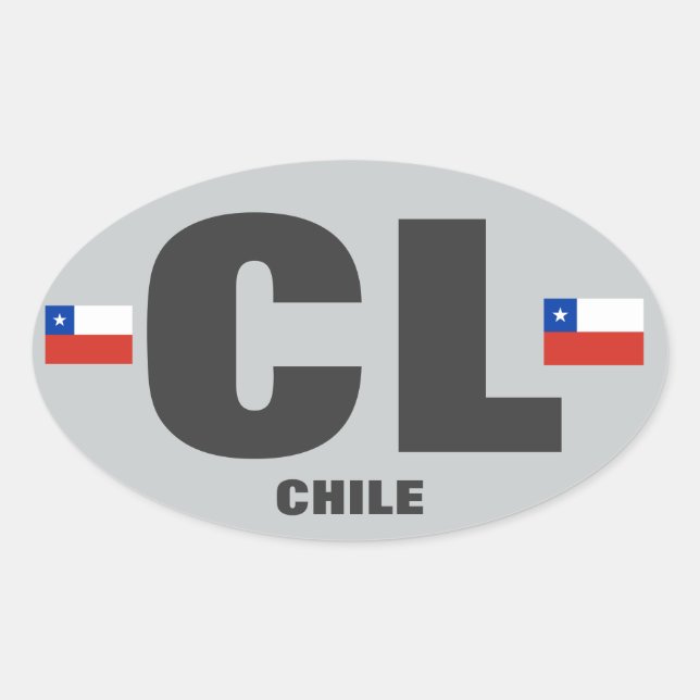 Adesivo Oval Chile CL Vinheta Oval ao estilo Euro (Frente)