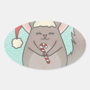 Adesivo Oval chinchillas de natal