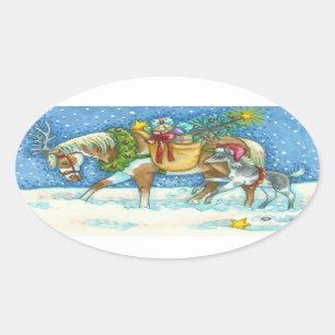 ADESIVO OVAL CHINCOTEAGUE PONIES & HOLIDAY DESEJA HORSE STICKER