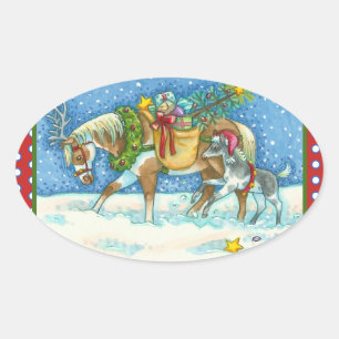 ADESIVO OVAL CHINCOTEAGUE PONIES & HOLIDAY DESEJA HORSE STICKER