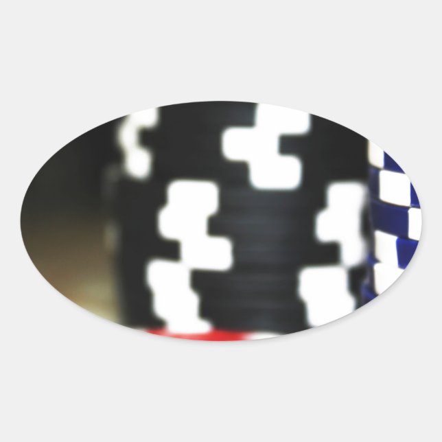 Adesivo Oval Chips Joando Casino Ganham Prêmio de Sorte de Jogo (Frente)