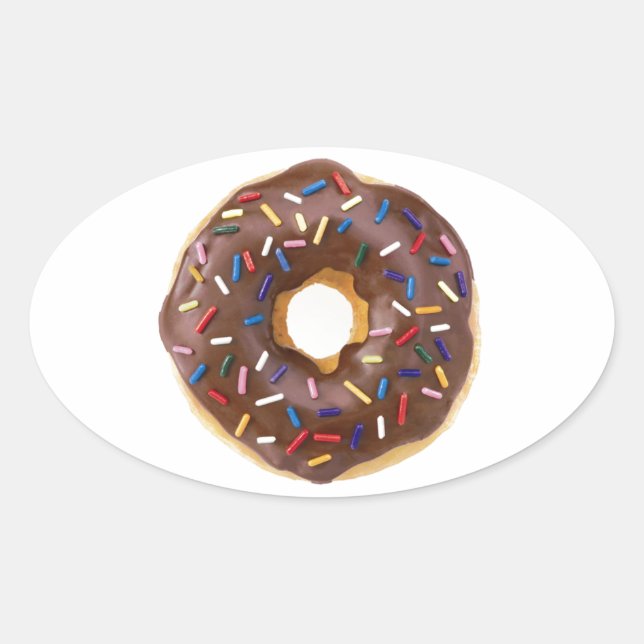 Adesivo Oval Chocolate Sprinkle Doughnut (Frente)