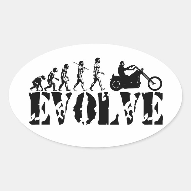 Adesivo Oval Chopper Biker Motorcycle Rider Evolution Art (Frente)