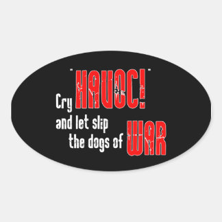 Adesivo Oval Chore "Havoc!" e deixe os cães voarem