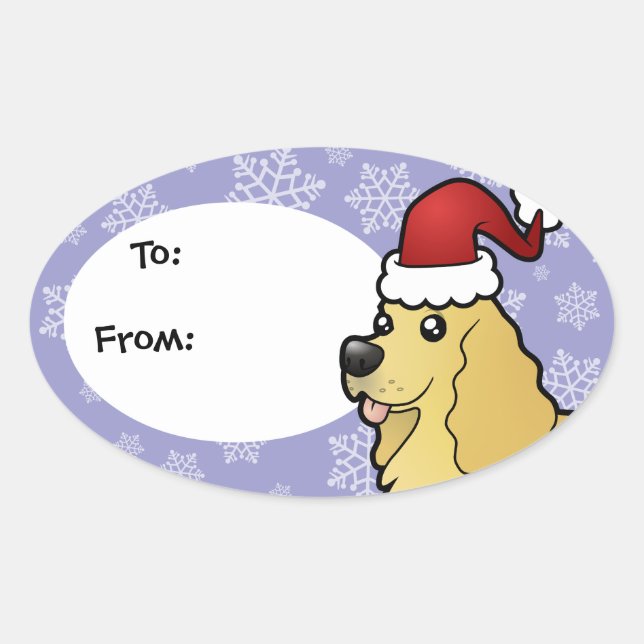 Adesivo Oval Christmas American Cocker Spaniel (Frente)