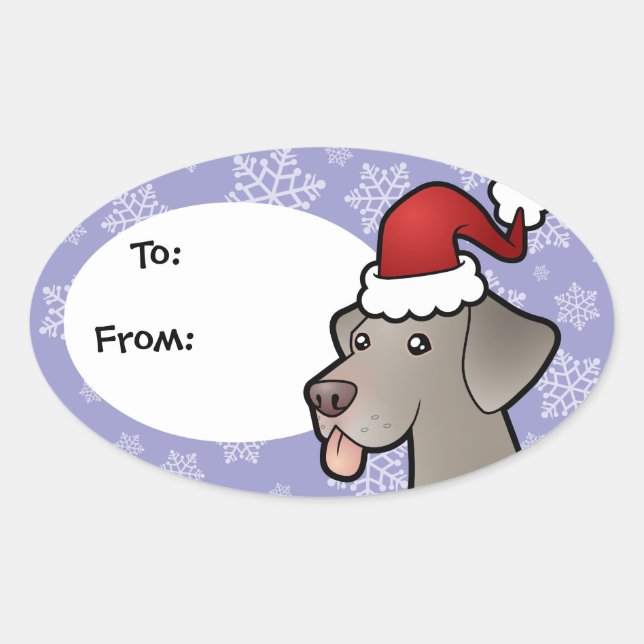 Adesivo Oval Christmas Weimaraner (Frente)