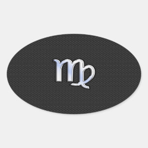 Adesivo Oval Chrome Virgo Zodiac Sinal no estilo de pele cobra