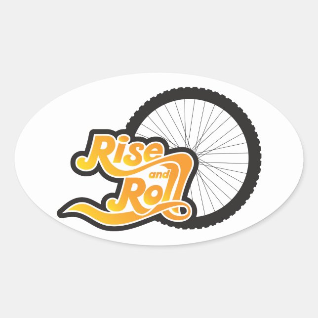 Adesivo Oval ciclista ascendente e rolo (Frente)