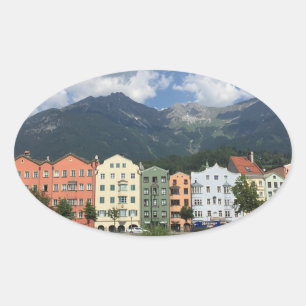 Adesivo Oval Cidade de Innsbruck, Áustria, no Tirol