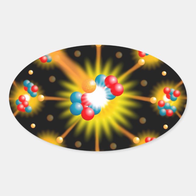 Adesivo Oval Ciência de Fissão Nuclear (Frente)