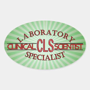 ADESIVO OVAL CIENTISTA ESPECIALISTA DO LABORATÓRIO CLS LOGO CLÍ