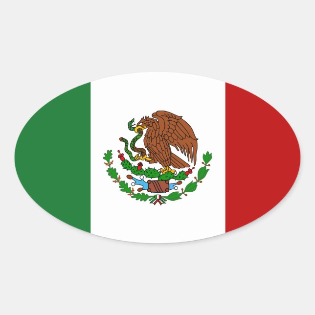 Adesivo Oval Cinco de Mayo Flag do México (Frente)
