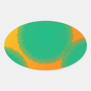 Adesivo Oval círculo verde em laranja amarelo