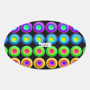 Adesivo Oval Círculos 3D coloridos Funky
