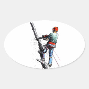 Adesivo Oval Cirurgião de árvore do Arborist