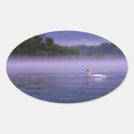 Adesivo Oval Cisne no lago