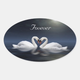 Adesivo Oval Cisnes Loving